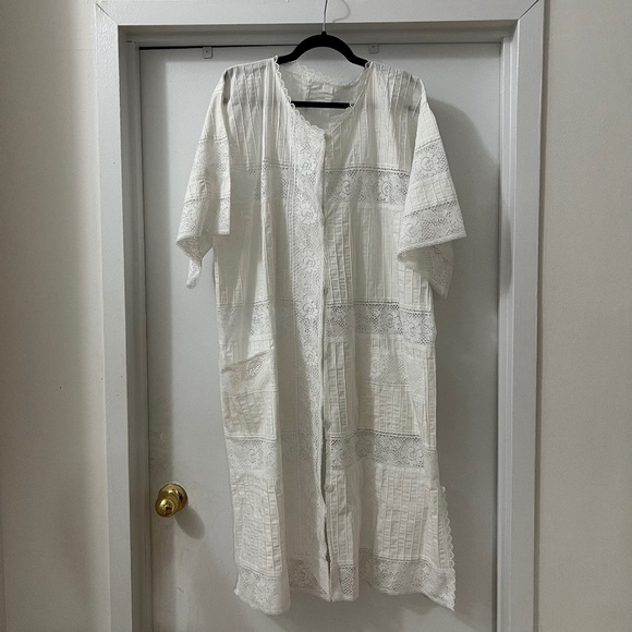 White Lace Patchwork Shirt Dress - Picture 1 of 3